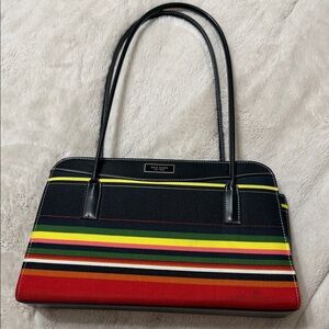 Kate Spade Black and Vibrant Striped Shoulder Bag